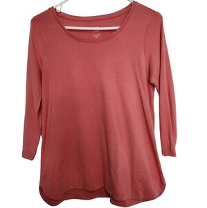 J. Jill Perfect Pima Cotton Pink Salmon High Low 3/4 Sleeve Tee SZ Sm Petite